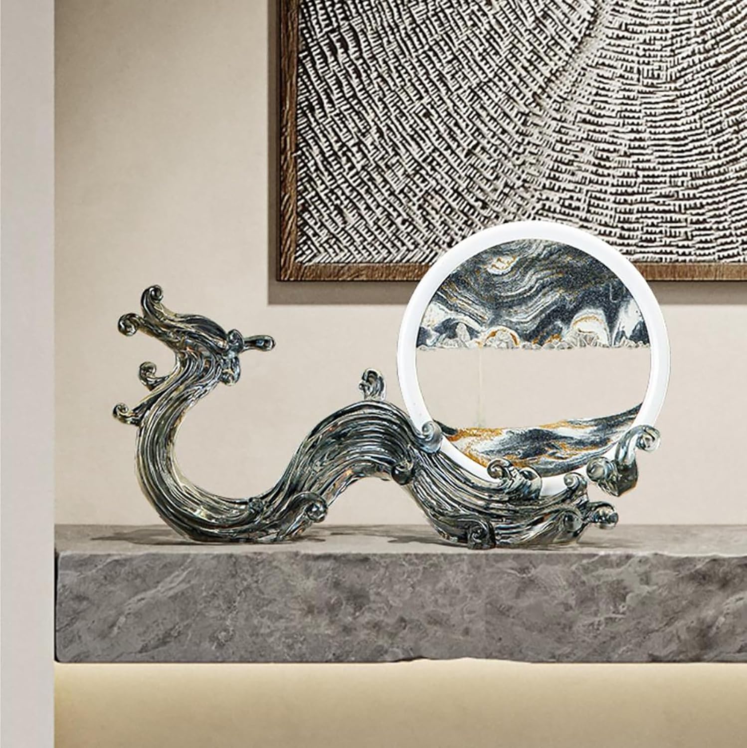 TaLcuS Moving Sand Art Picture,Flowing Sand Decorative Ornament，Liquid Motion 3D Deep Sea Sandscape in Motion Display Flowing Sand Frame Relaxing Desktop Home Office (Color : A3)