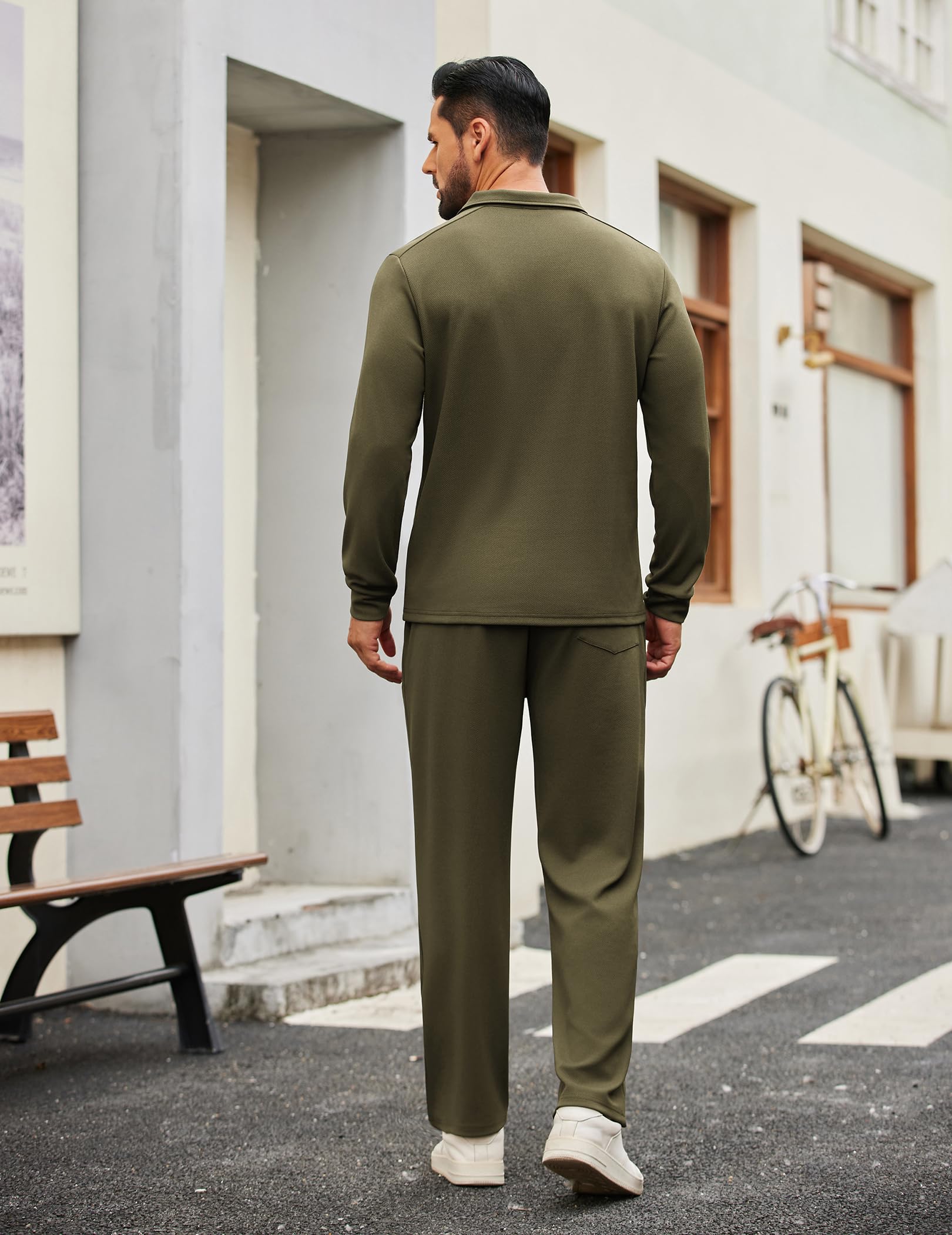 COOFANDY Herren-Trainingsanzüge, 2-teilig, lässig, athletisch, Sweatsuit, Viertelreißverschluss, langärmelig, Laufsport-Outfits