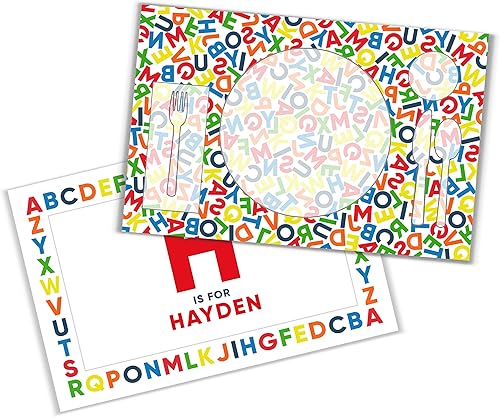 Miniatura 6 de Tiny Expressions - Placa personalizada del alfabeto con nombre personalizado y diseño colorido ABC | Sin BPA | Apta para lavavajillas