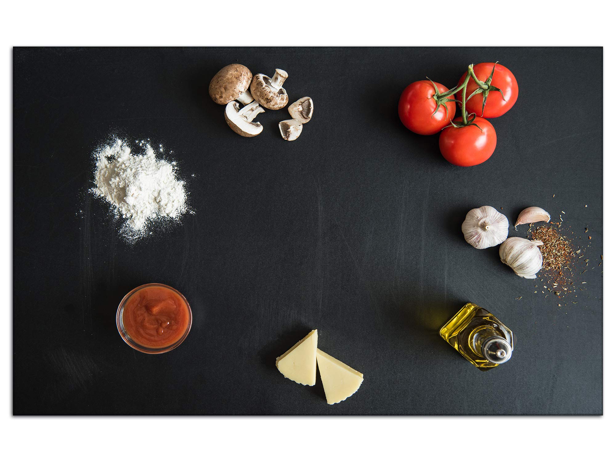 DECLINA, decorazione da parete, quadro decorativo da parete, per soggiorno, cucina, ingredienti, pizza, 80 x 50 cm