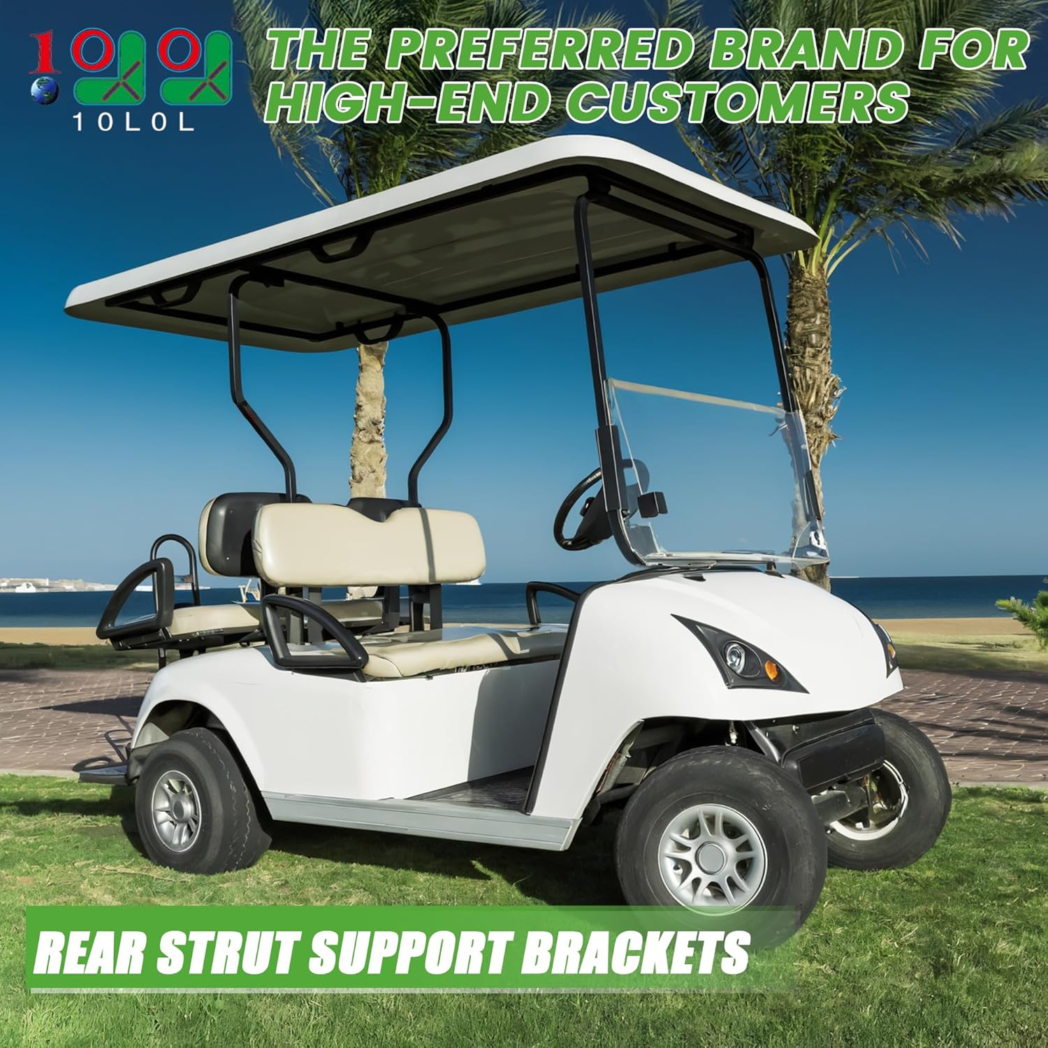 10L0L Heavy Duty Golf Cart Rear Strut Support Brackets for Yamaha Long Roof (Fits 88 Inch Long Top Models Only), Durable Rear Strut Brace & Long-Lasting Performance