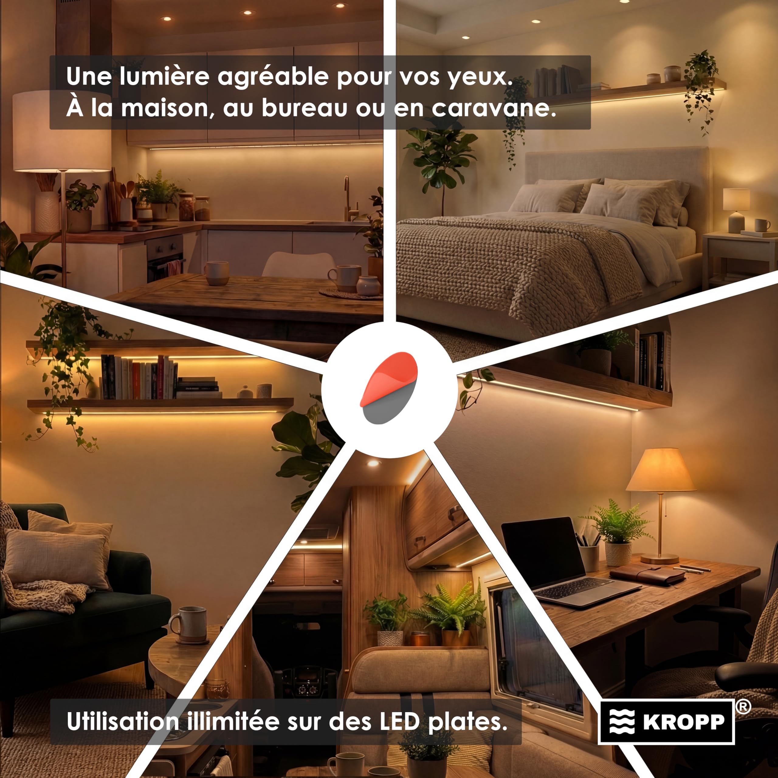 KROPP Films de Gradation Autocollants pour Lampes LED, Filtre Gris ND 299, atténuation Lumineuse, ⌀ 40 mm, 9 pièces