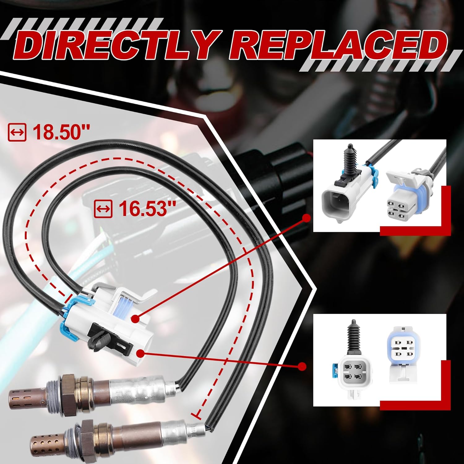Oxygen Sensor Upstream + Downstream 234-4668 2344407 Compatible for Chevy Silverado Tahoe Avalanche Compatible for GMC Yukon Sierra Compatible for Cadillac Escalade 2008-2014 (Set of 4)