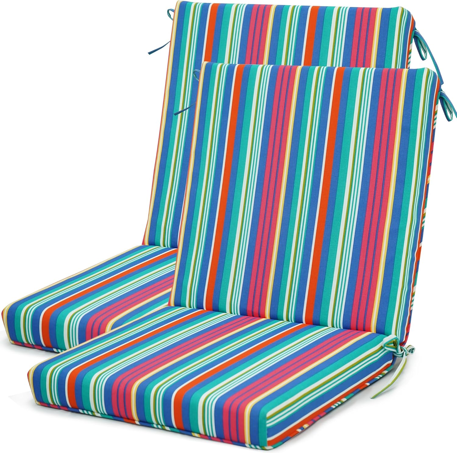 Outdoor Dining Chair Cushion 20 x 17 Inch,Olefin Fabric Outdoor Chair Cushions Sets with Removable Cover,Rain-Proof and Fade Resistant High Back Patio Chair Cushions,Set of 2