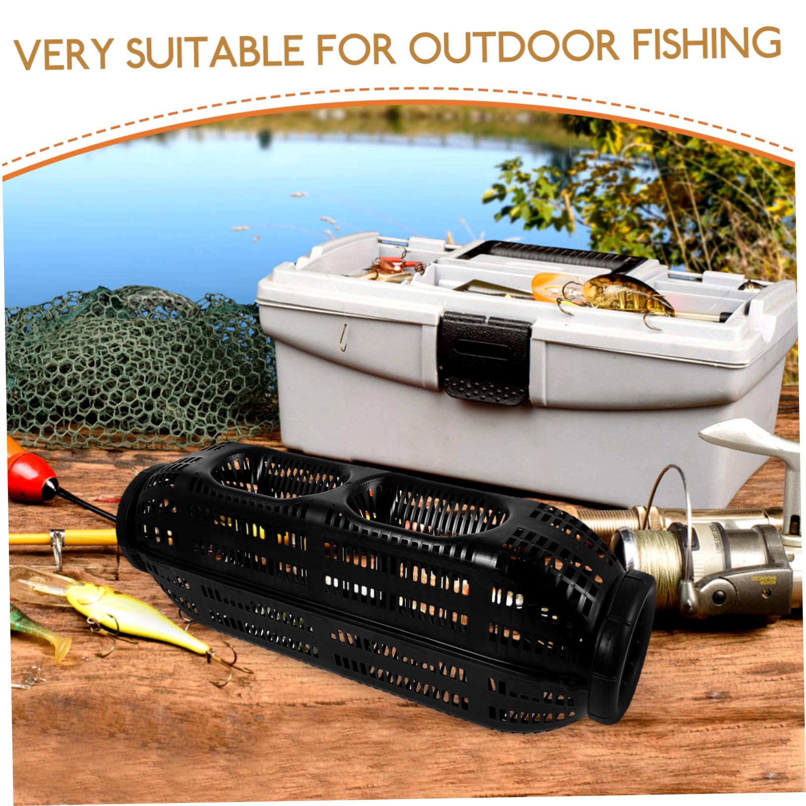 INOOMP gabbia di anguille gabbia per anguille da esca gabbia di alimentazione per esche da pesca attrezzature per la pesca alla carpa arnesi da pesca plastica Black