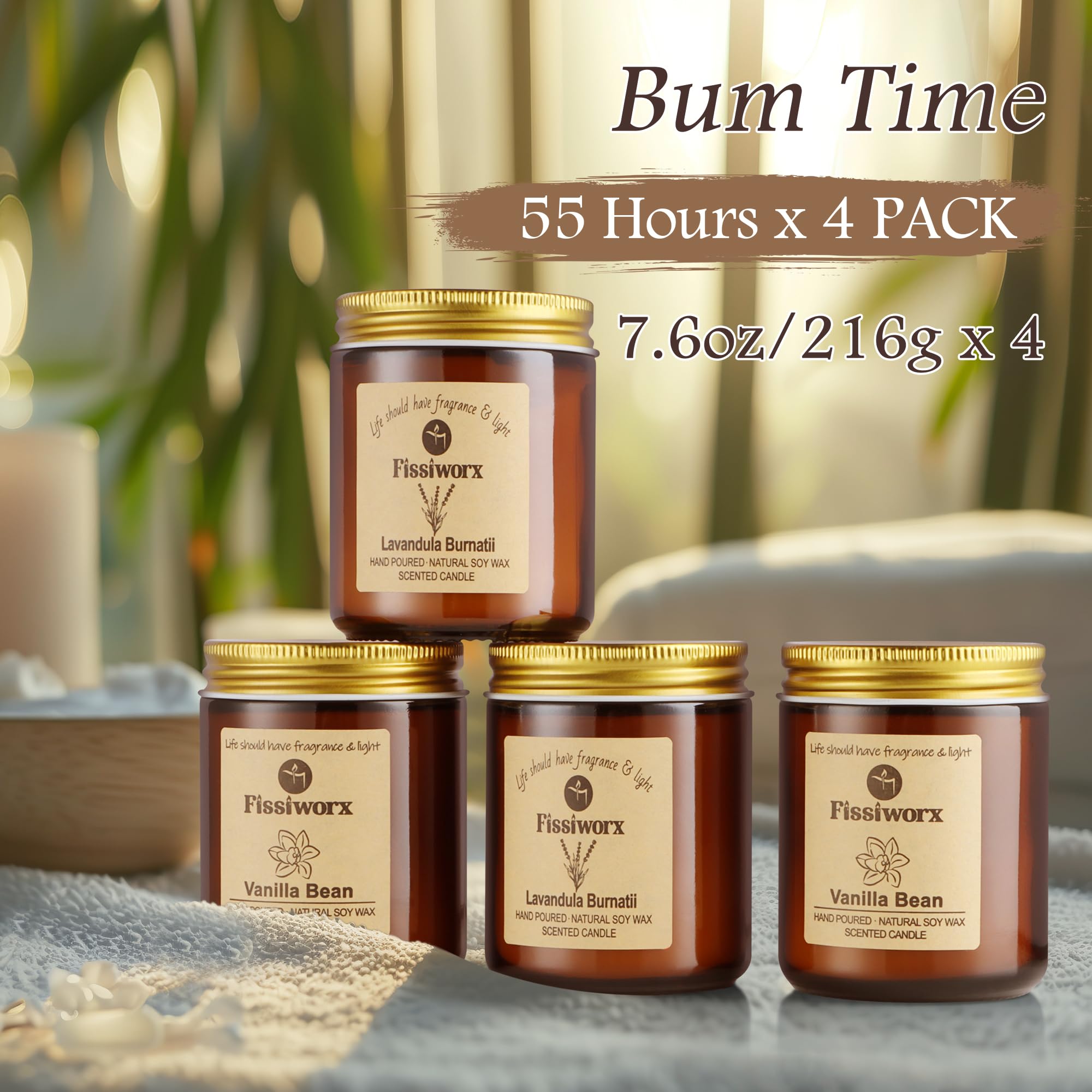 Juego de 4 velas perfumadas, velas aromáticas para el hogar, eliminación de olores, alivio del estrés, 30 onzas, juego de regalo de cera de soja de larga duración para mujeres