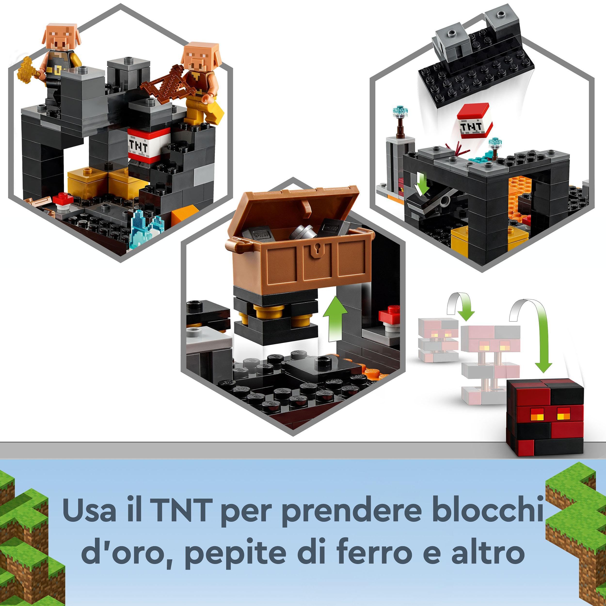 LEGO Minecraft Il Bastione del Nether, Modellino da Costruire di Castello Giocattolo con, Funzioni, Accessori e Personaggi Piglin del Videogioco, Giochi per Bambini e Bambine da 8 Anni 21185