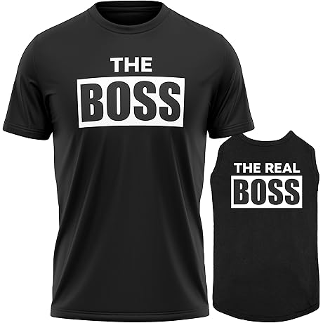 Matching Dog and Owner Outfit T-shirt: 'The Boss & The Real Boss'