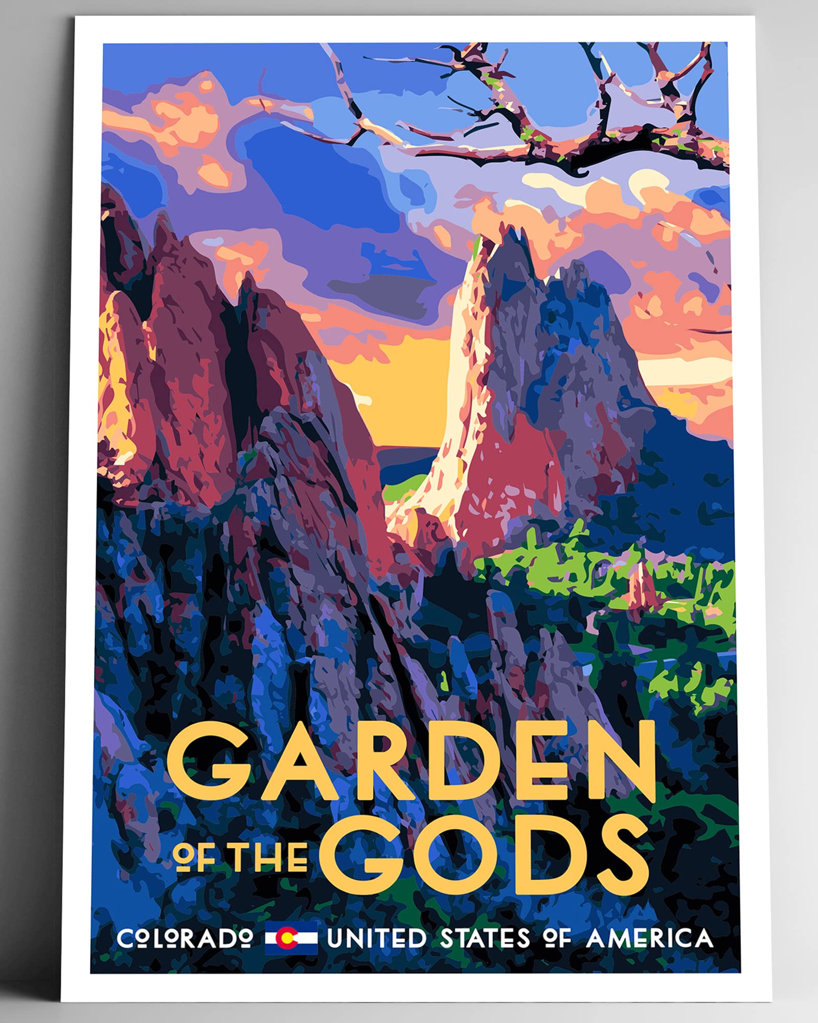 Amazon.com: Garden of the Gods Vintage-Style Travel Poster - 8x10