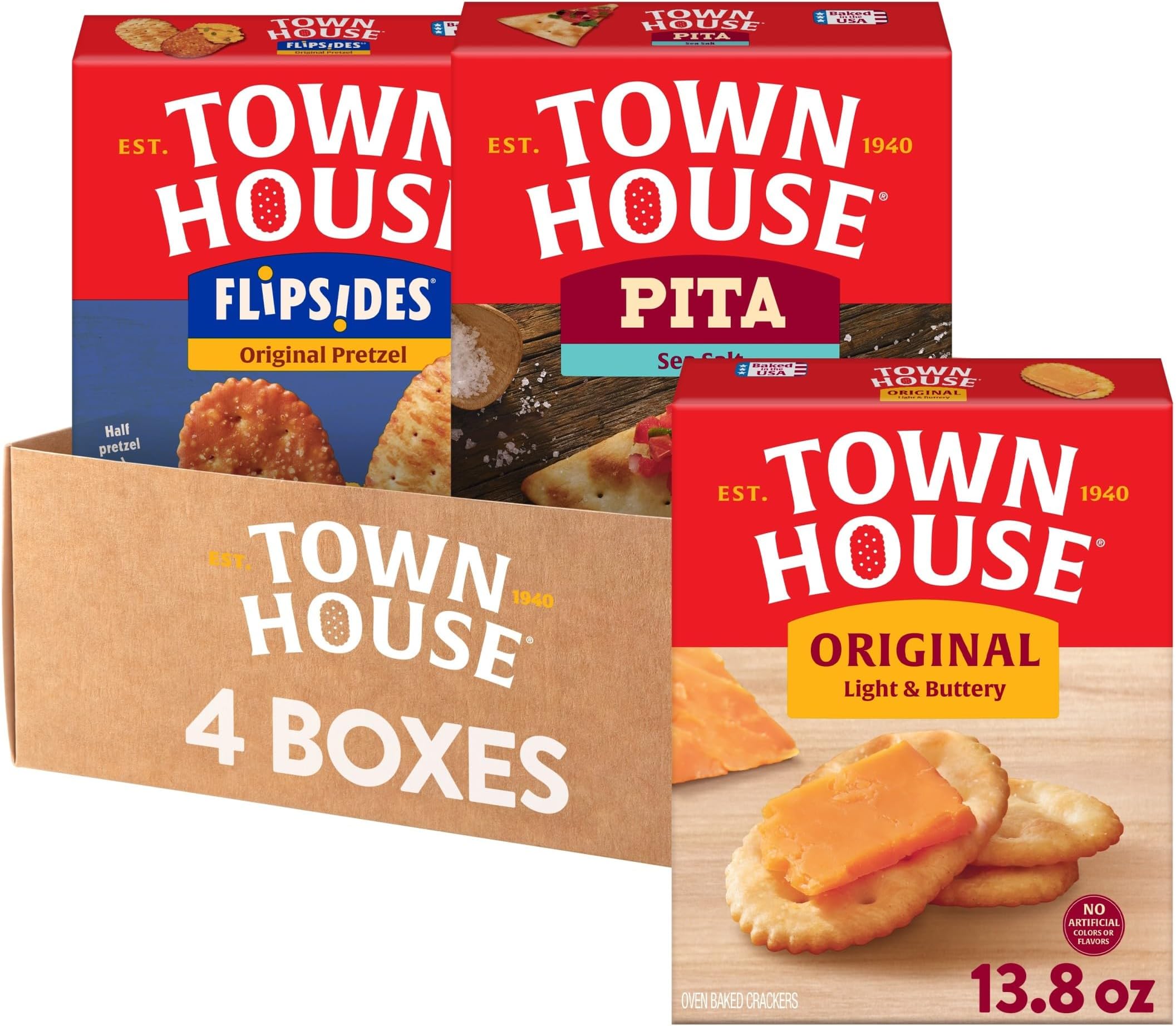 Crackers, 3-Flavor Variety Pack, 4 Boxes