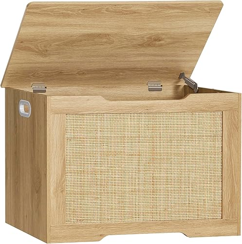 Miniatura 9 de usikey Cofre de almacenamiento de 29.5", caja de juguetes con bisagra de seguridad y amortiguadores de gel, cofre de juguetes, baúl de