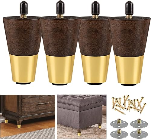 Juego de 4 patas de madera para muebles de 3 pulgadas, patas redondas para sofá, patas modernas de mediados de siglo, patas de repuesto de 3
