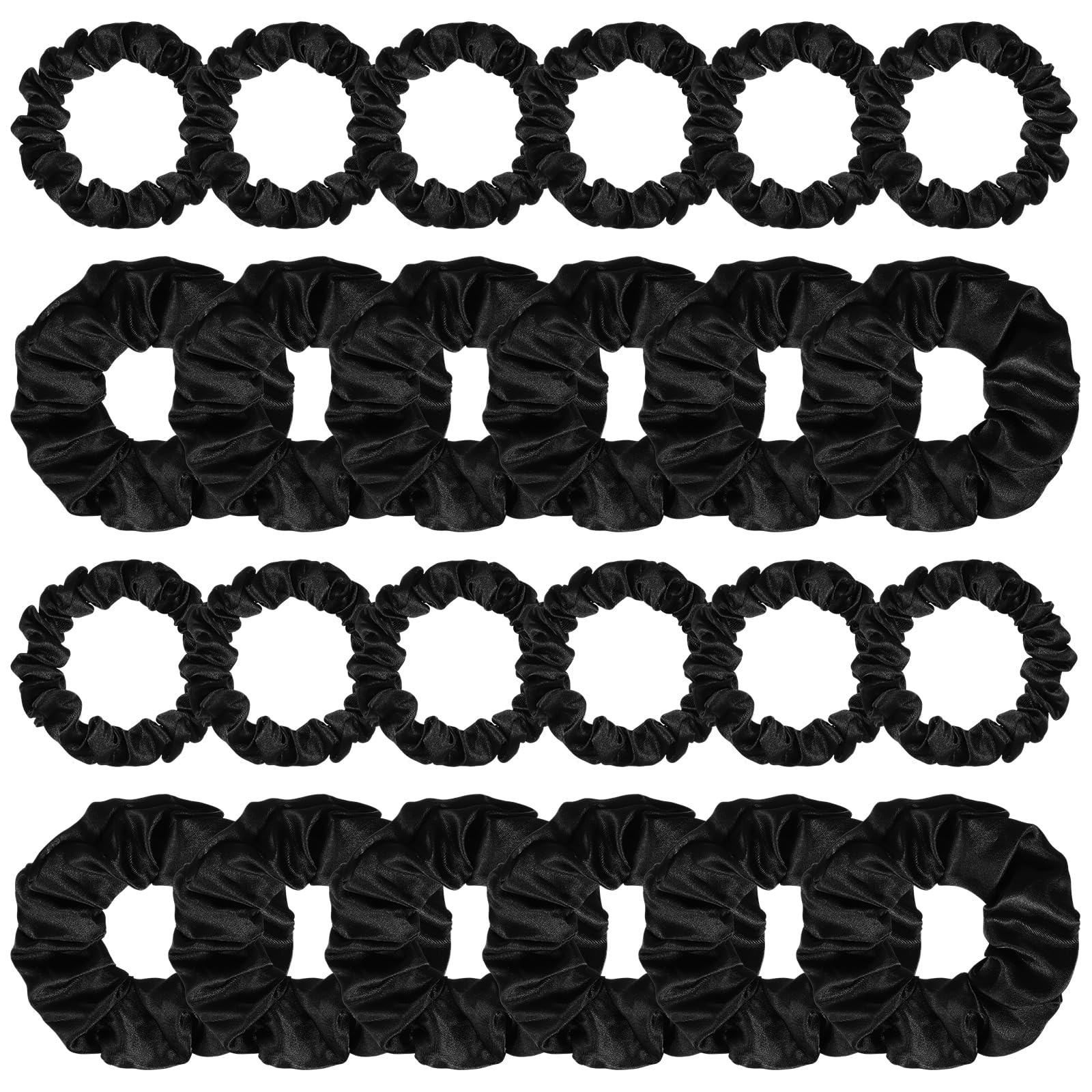 Amazon.com : 24Pcs Silk Hair Accessories: Satin Scrunchies, Black ...