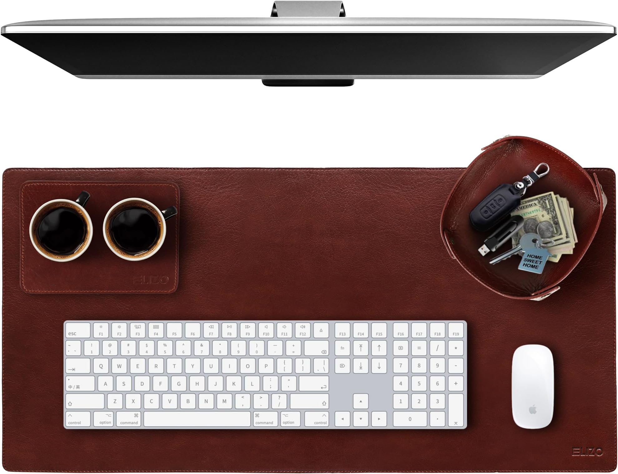 Amazon.com : MOOGCO Luxury Leather Desk Pad & Desk Organizer Set ...