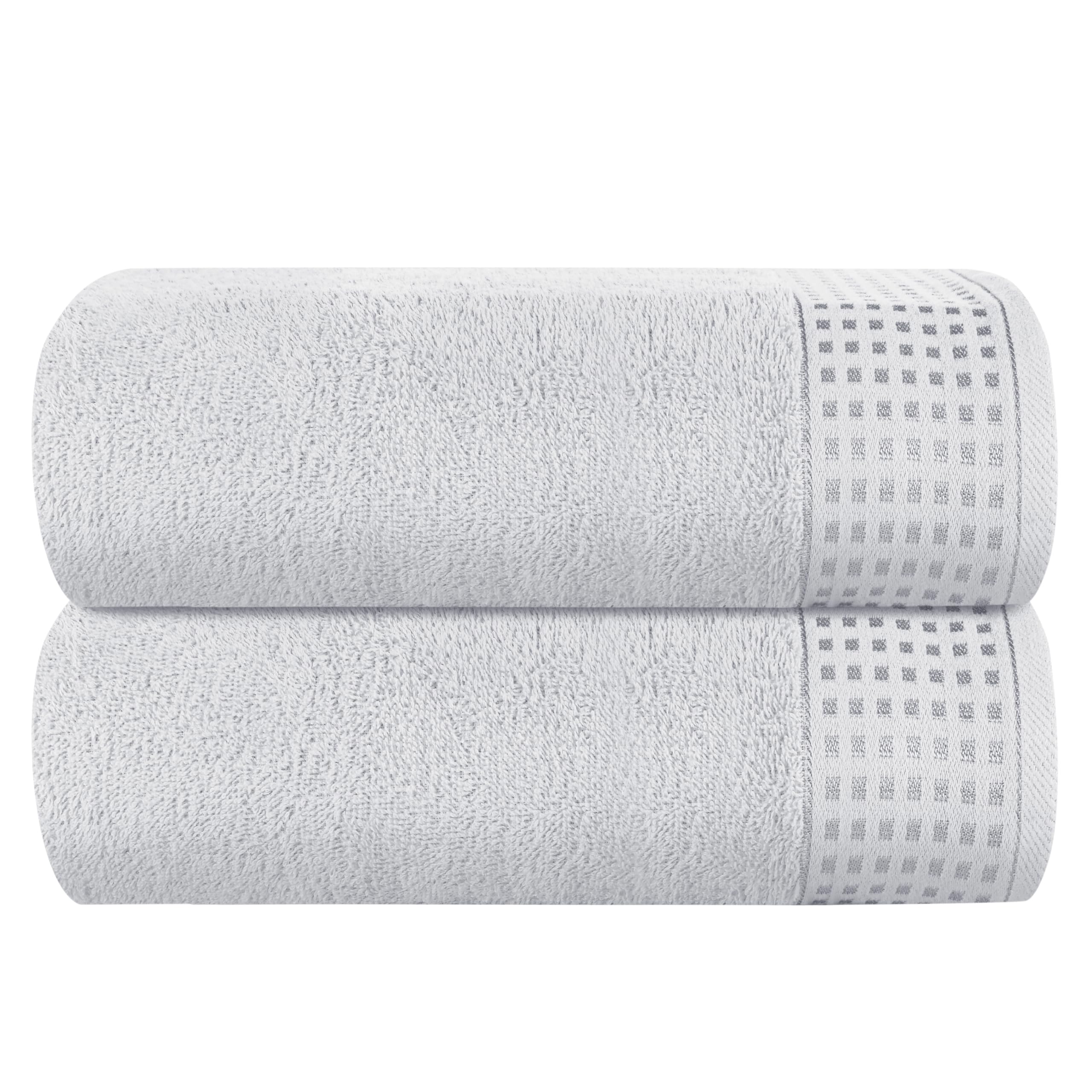 GLAMBURG 100% Cotton Oversized 2 Pack Bath Sheets 35x70, Ultra Soft Highly Absorbant Compact Quickdry &amp; Lightweight Large Bath Sheet Set, Ideal for Gym Travel Camp Pool - Light Grey