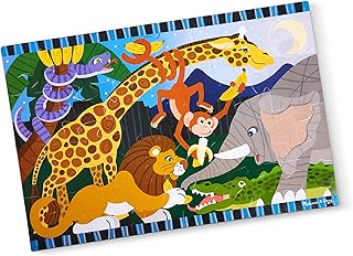 Melissa & Doug Safari Social Jumbo Jigsaw Floor Puzzle (24 pcs, 2 x 3 feet) - Kids Animal Puzzles, Large Floor Puzzles For Preschoolers And Kids Ages 3+