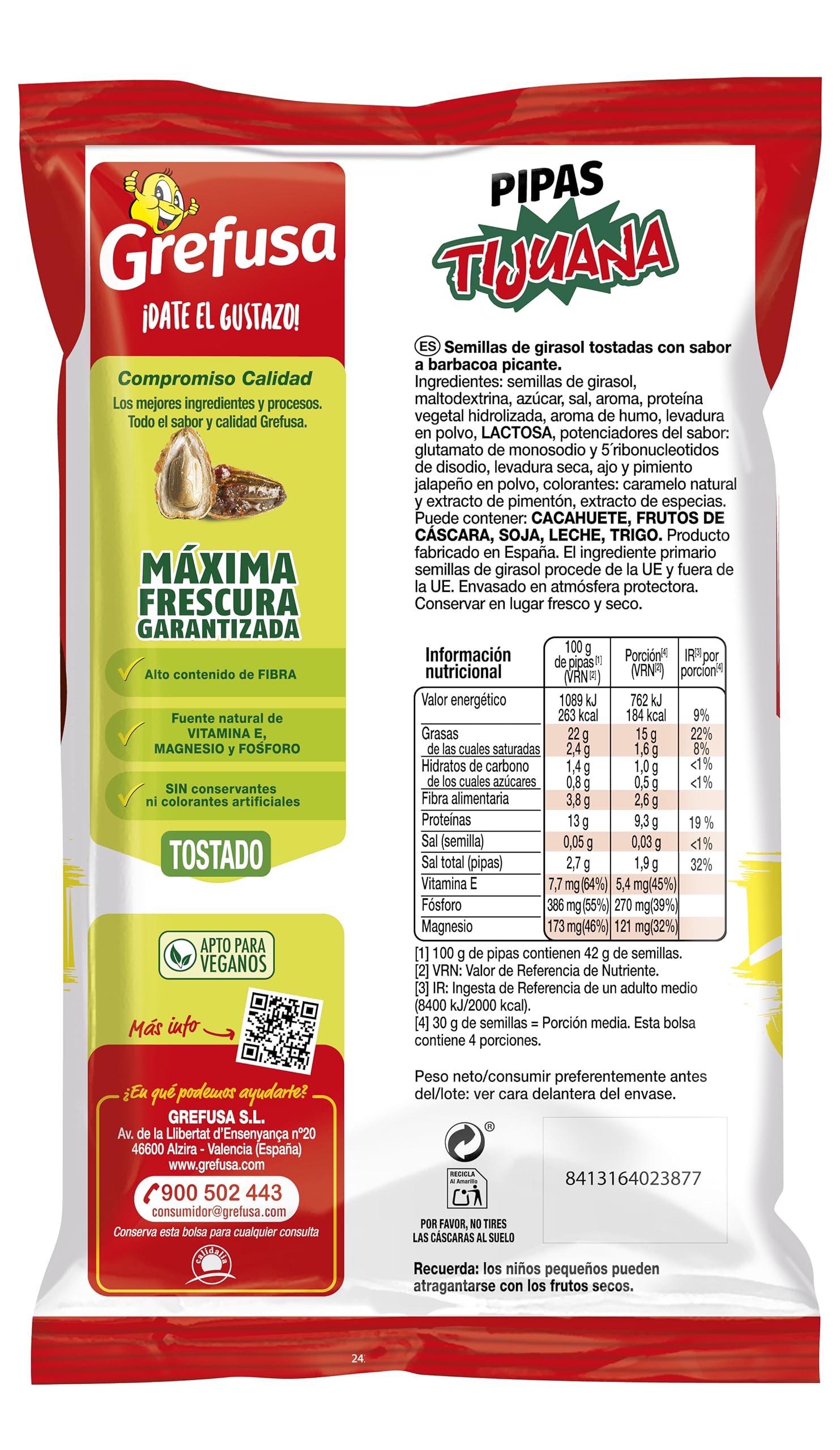 Grefusa | Pipas Tijuana MAXI semillas de girasol - pack de 240gr — view 2
