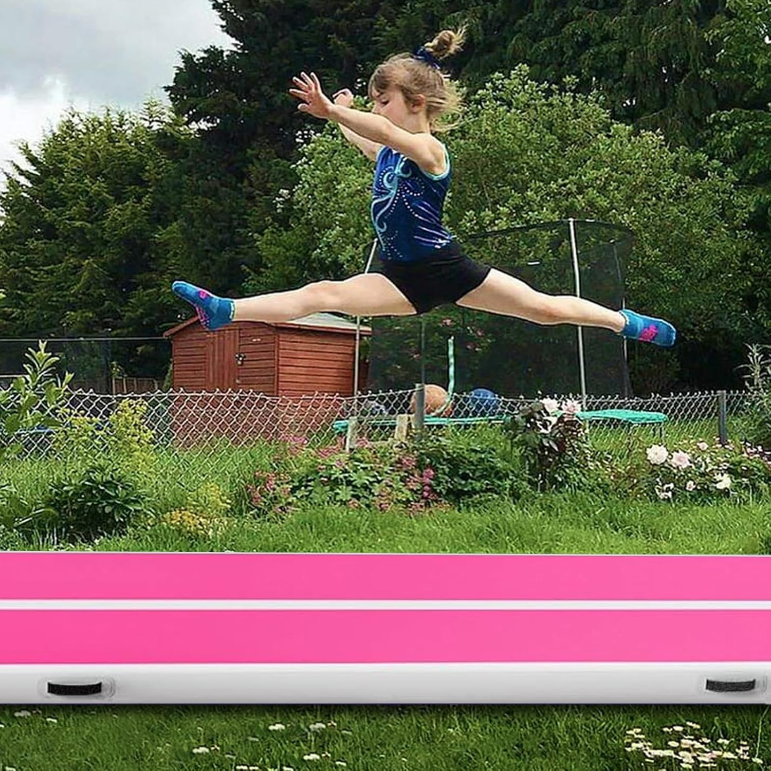 Air Mat Tumble Track, Gymnastics Mats Tumbling Track with Electric Air Pump for Home Use Cheerleading Training Kids Gym Yoga