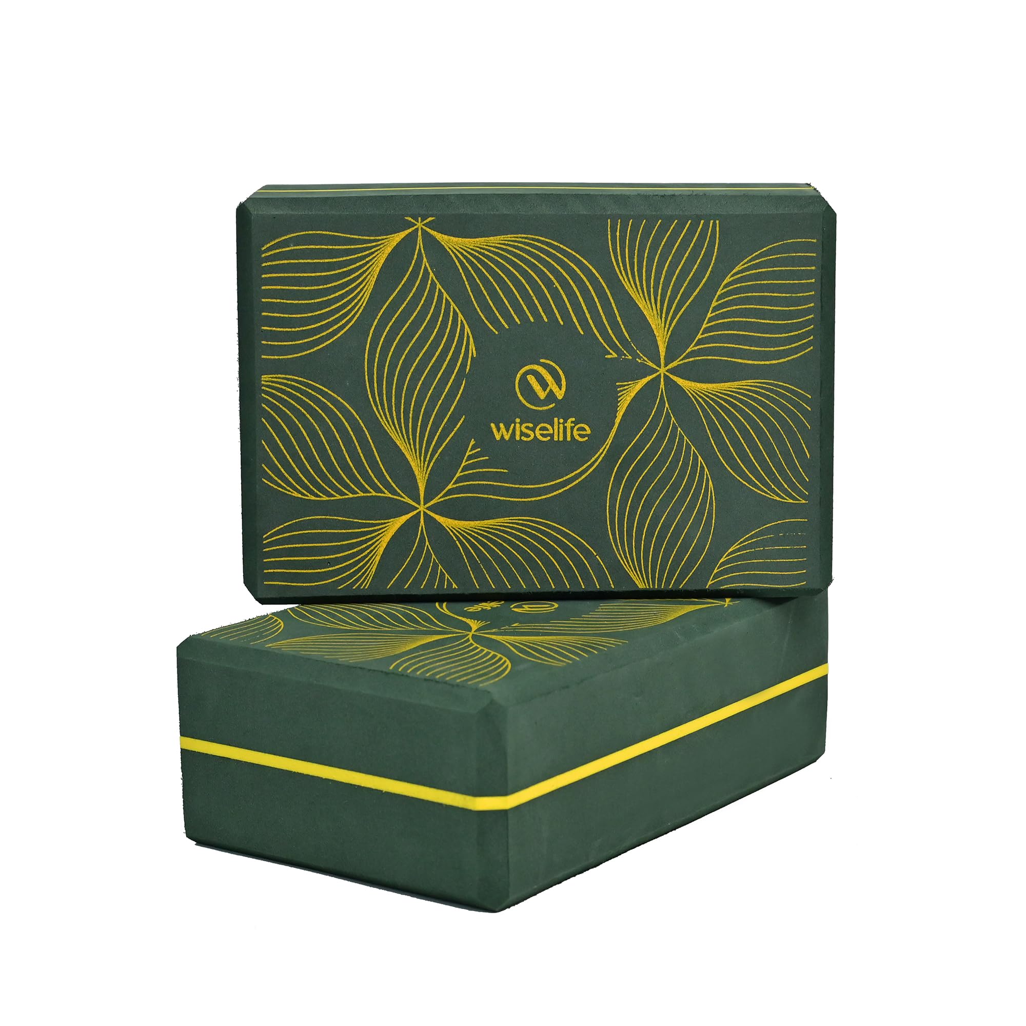 WiseLife Printed Yoga Blocks | Yoga Brick (Pack of 2, Extra Large Size), High-Density EVA Foam Soft Surface for Balance, Support & Performance, Strength Training Exercise (Green Leaves)-picture-34