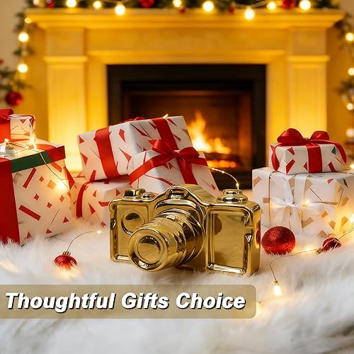 Miniatura 6 de Artgenius Estatua de cámara moderna y escultura dorada, objeto decorativo de cerámica para mesa, estante, decoración de mesa dorada para sala de