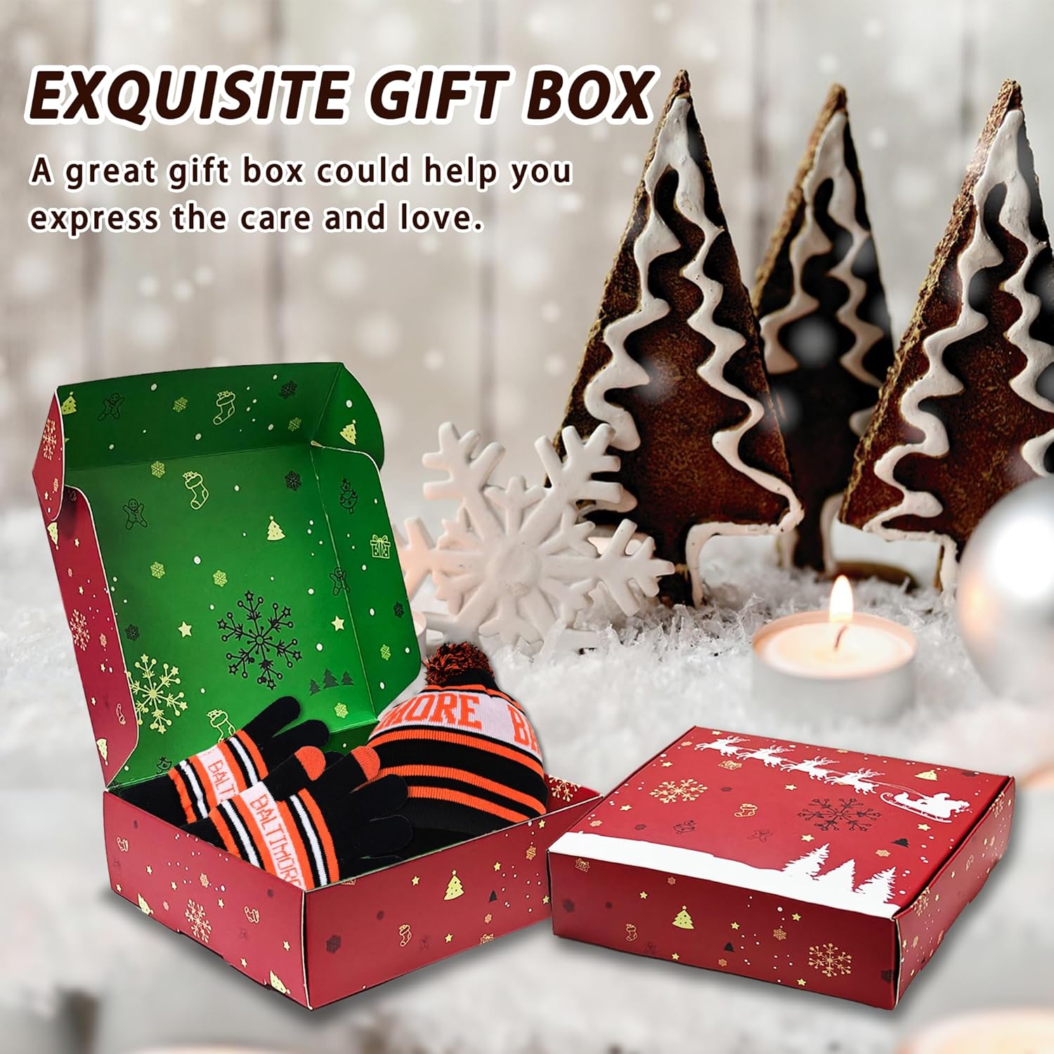 Vintage Classic Skull Cap Beanie Hat Cuffed Winter Hat Knit Comes with Warm Gloves Gifts for Unisex Fans - Image 5