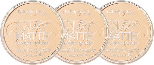 RIMMEL LONDON - Stay Matte Pressed Powder - Lightweight, Oil Absorbing, Smooth Non-Powdery Texture, Lasting Up To 5hrs - For All Skin Types - Dermatologically Tested - Transparent - 3 pack bundle