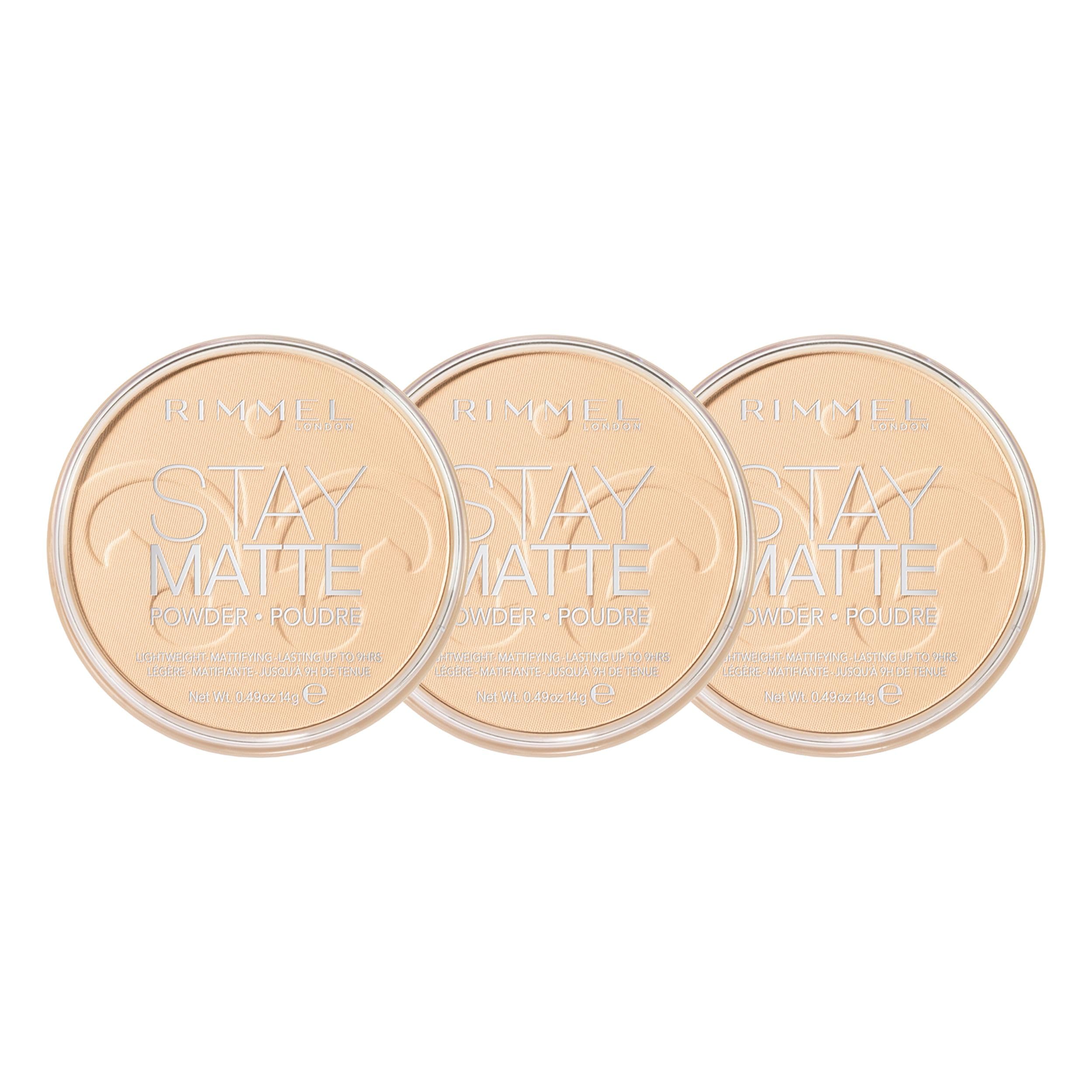 RIMMEL LONDON - Stay Matte Pressed Powder - Lightweight, Oil Absorbing, Smooth Non-Powdery Texture, Lasting Up To 5hrs - For All Skin Types - Dermatologically Tested - Transparent - 3 pack bundle