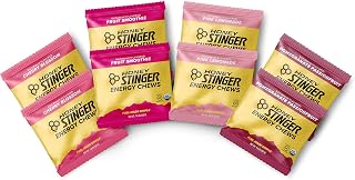 Honey Stinger Organic Energy Chews – Variety Pack with Sticker – 8 Count – Chewy Gummy Energy Source for Any Activity - Pink Lemonade, Fruit Smoothie, Pomegranate Passionfruit & Cherry Blossom