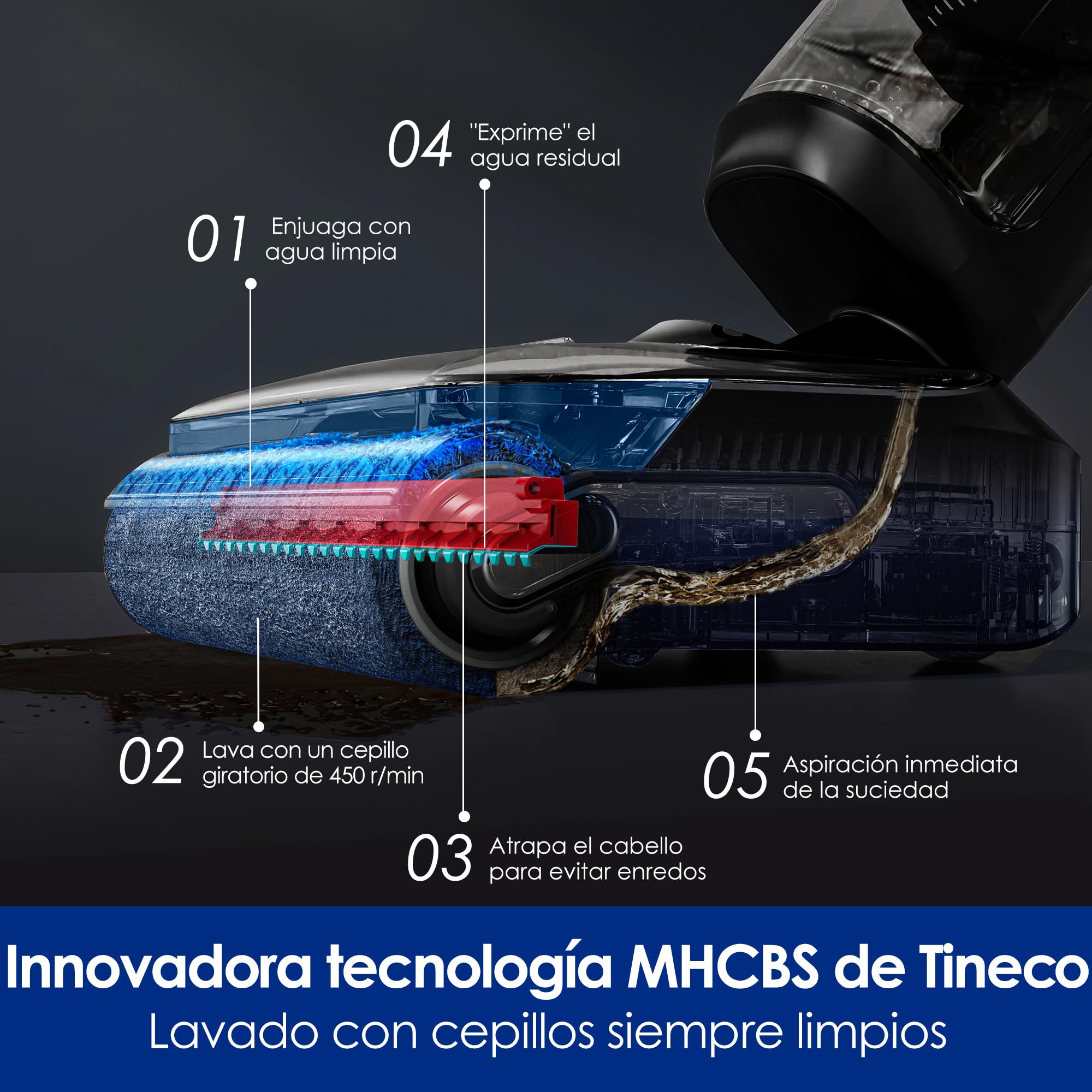 Tineco Floor One S7 Stretch Ultra, Aspiradora inalámbrica en seco y húmedo, 21.000 Pa, Diseño antienredos con posición Horizontal de 180 °, 50 Minutos de autonomía, Autolimpieza FlashDry a 85 °C