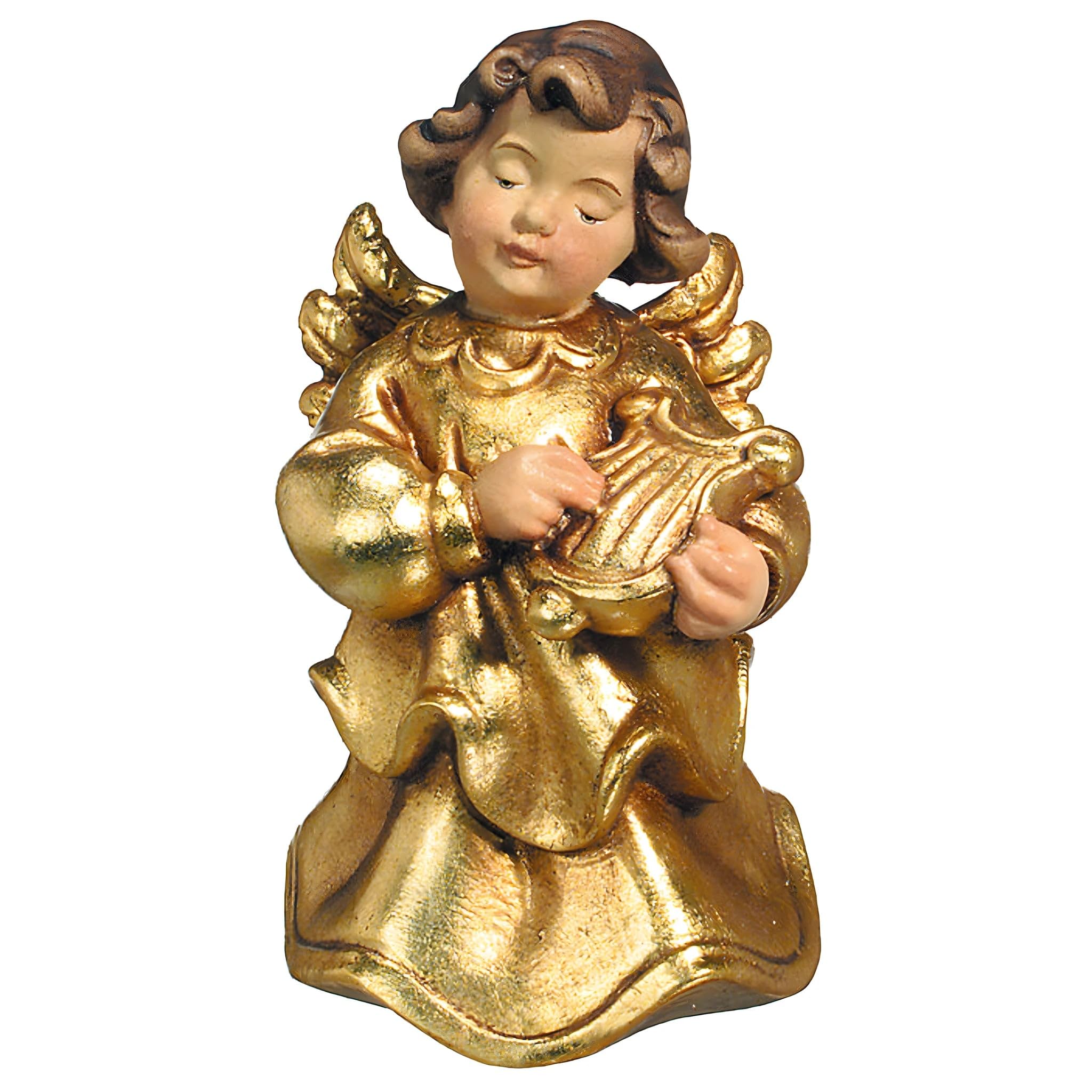 Dolfi Anioł muzyk i taniec z lirą 6 cm | Ręcznie malowane w Val Gardena | Religijny