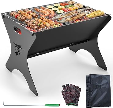 Camping Fire Pit, 2 in 1 Detachable Campfire Grill for Outdoor BBQ, 40*31cm