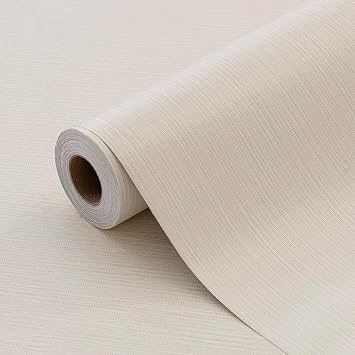 Peel and Stick Wallpaper with Embossed Vertical Stripe Pattern Linen Textured Removable Waterproof Self-Adhesive Contact Paper for DIY Wall Bedroom Kitchen Mottled Cream, 23.6"x393"