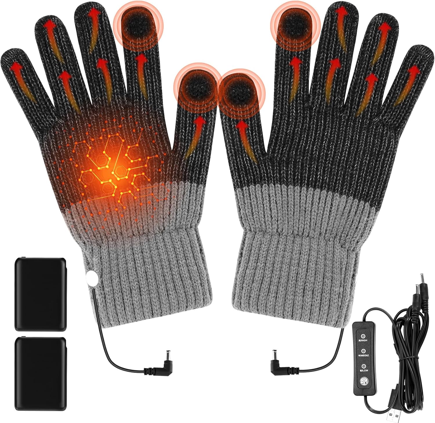 Indoor USB Heated Gloves for Women and Men Rechargeable, Winter Hand