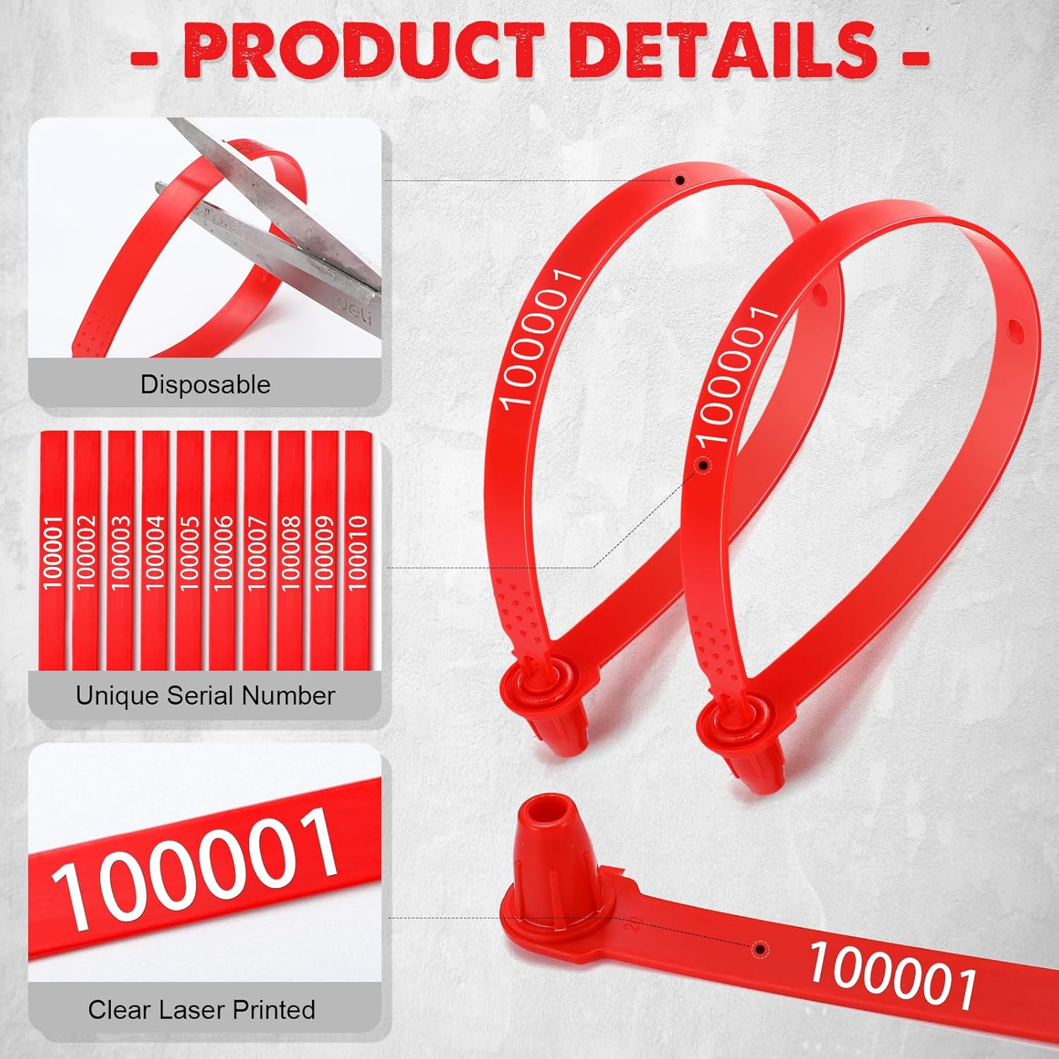 2000 Pcs Plastic Truck Seals Trailer Door Seals Numbered Security Tags Tamper Proof Evident Tags Safety Ties Plastic Locks for Cargo Container Shipping Transport(Red) - Image 5