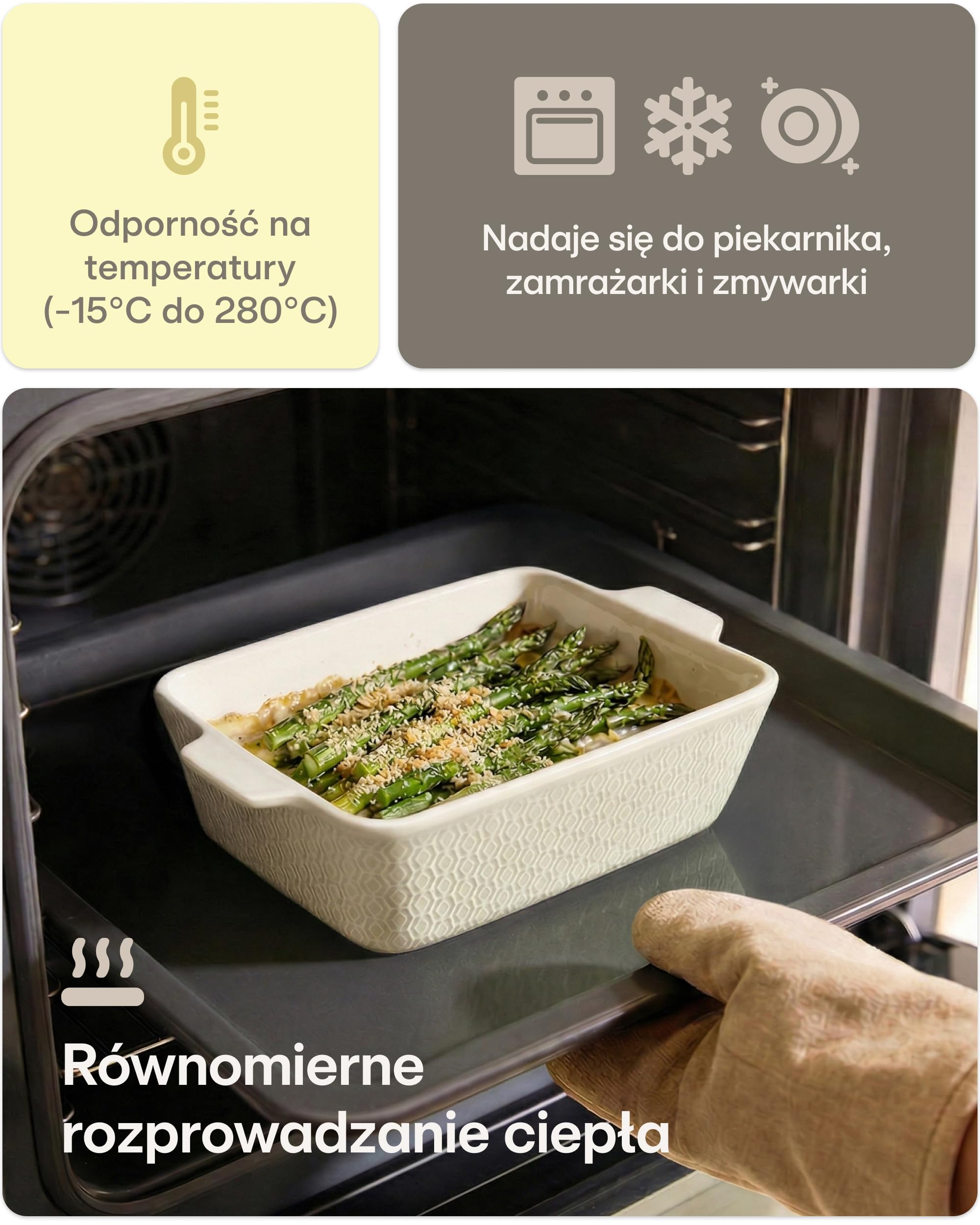 Praknu Naczynie Żaroodporne Ceramiczne Małe 21x16 cm - Małe Naczynie Do Zapiekania Dla 2–3 Osób - Forma Do Lasagne I Zapiekanek - Wysoki Rant - Z Uchwytami (Biały)