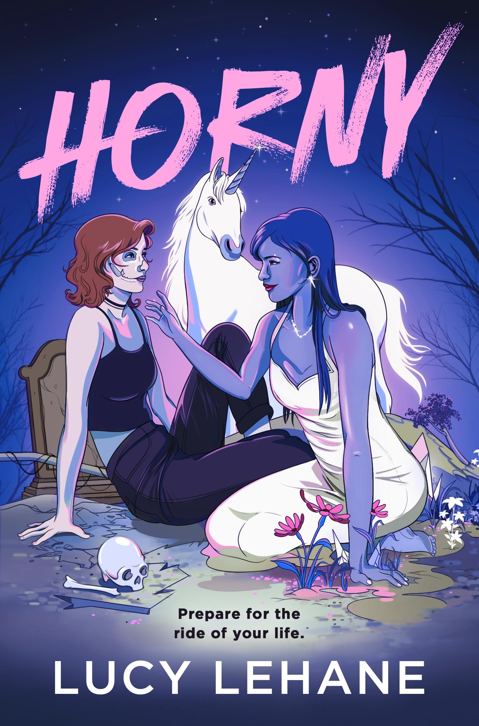 Horny: A sapphic, paranormal romance, with high heat and low stakes between two enemies and roomates, one is possessed by a poltergeist and the other is a unicorn shifter