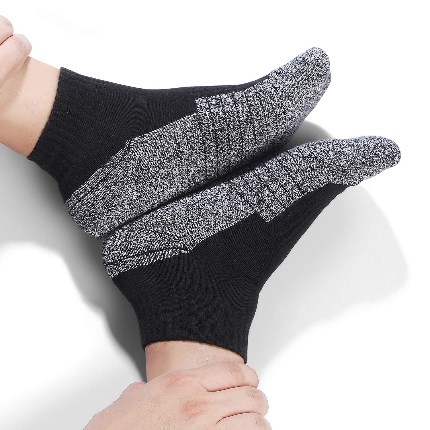 Begrily Lot de 6/8 paires de chaussettes de sport en coton épais pour homme - Chaussettes basses confortables pour la course à pied, le sport, le travail décontracté