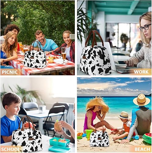 Miniatura 7 de LOKASS Lonchera para mujereshombres, lonchera aislada para adultos con bolsillo frontal, pequeña y bonita bolsa de almuerzo para el trabajo, bolsa