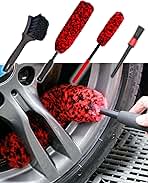Professional 4 Pack Long Handle Wheel Brush Kit for Cleaning Wheel and Tire- 2X Soft Wheel Cleaning Brush, Detailing Brush and Stiff Tire Brush, Bendable& Durable Wheel Rim Cleaner Brush Set
