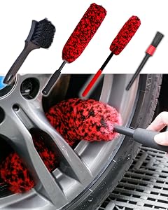Professional 4 Pack Long Handle Wheel Brush Kit for Cleaning Wheel and Tire- 2X Soft Wheel Cleaning Brush