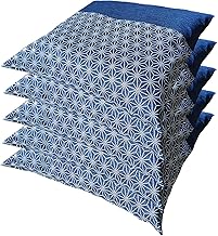 Zabuton Cover, 22.0 x 23.2 inches (55 x 59 cm), Set of 5, 100% Cotton, A Shijira Hemp, Navy Blue, 22.0 x 23.2 inches (55 x 59 cm), Made in Japan, Cotton, Japanese Style, 55x59, Set of 5