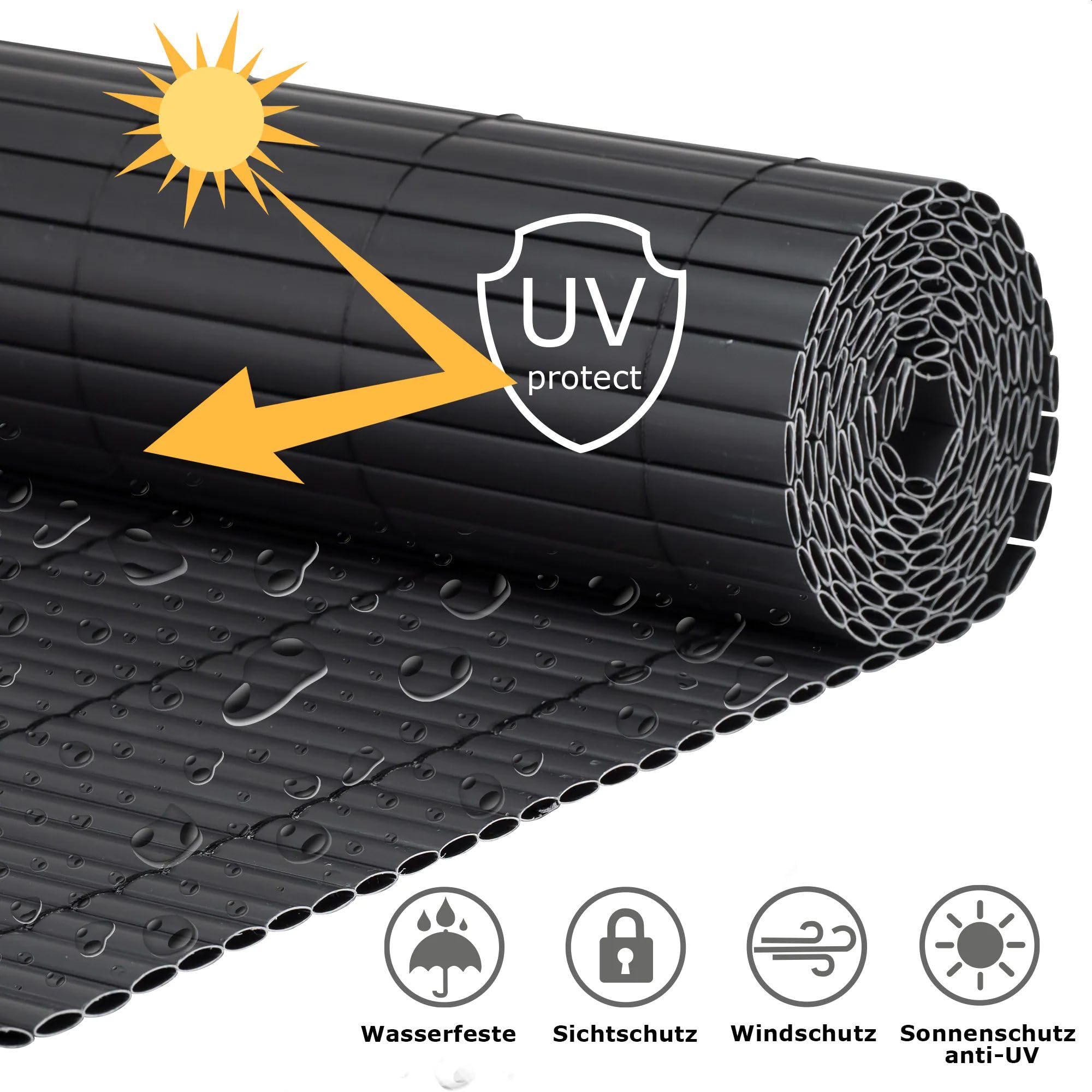 Premium PVC Sichtschutzmatte - Bambus - 220 x 600 cm (2-teilig) - Zaunsichtschutz, Sichtschutzzaun, Balkonverkleidung, Zaunblende Garten Balkon Terrasse