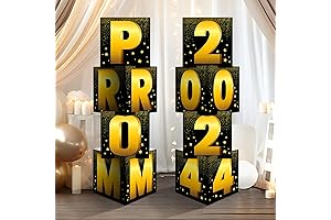 2024 Prom Decorations Boxes Grad Party Letter Decorations Black and Gold