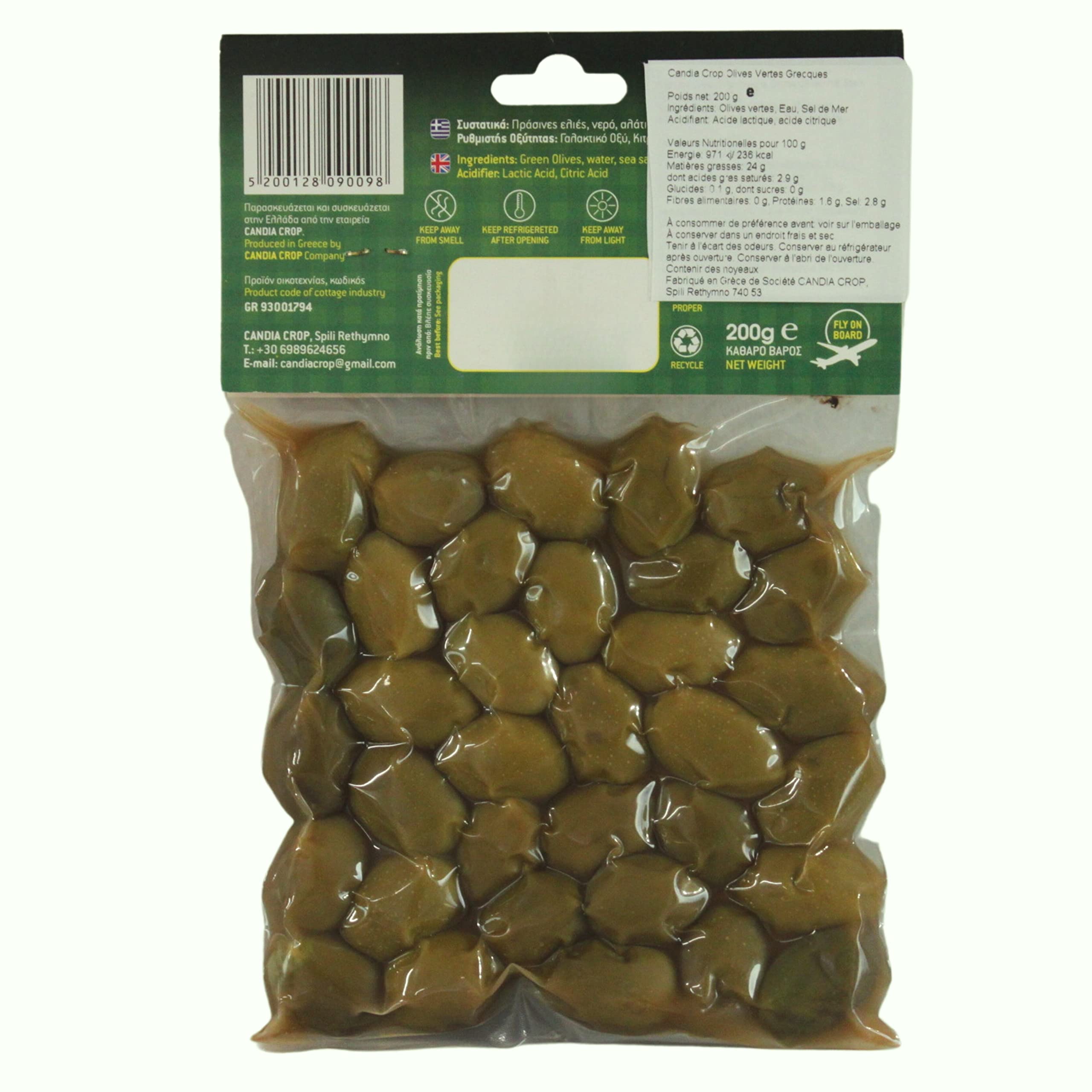 Candia Crop Aceitunas Verdes Griegas con Hueso, Paquete de 5 x 200g (Total: 1 kg) — view 5