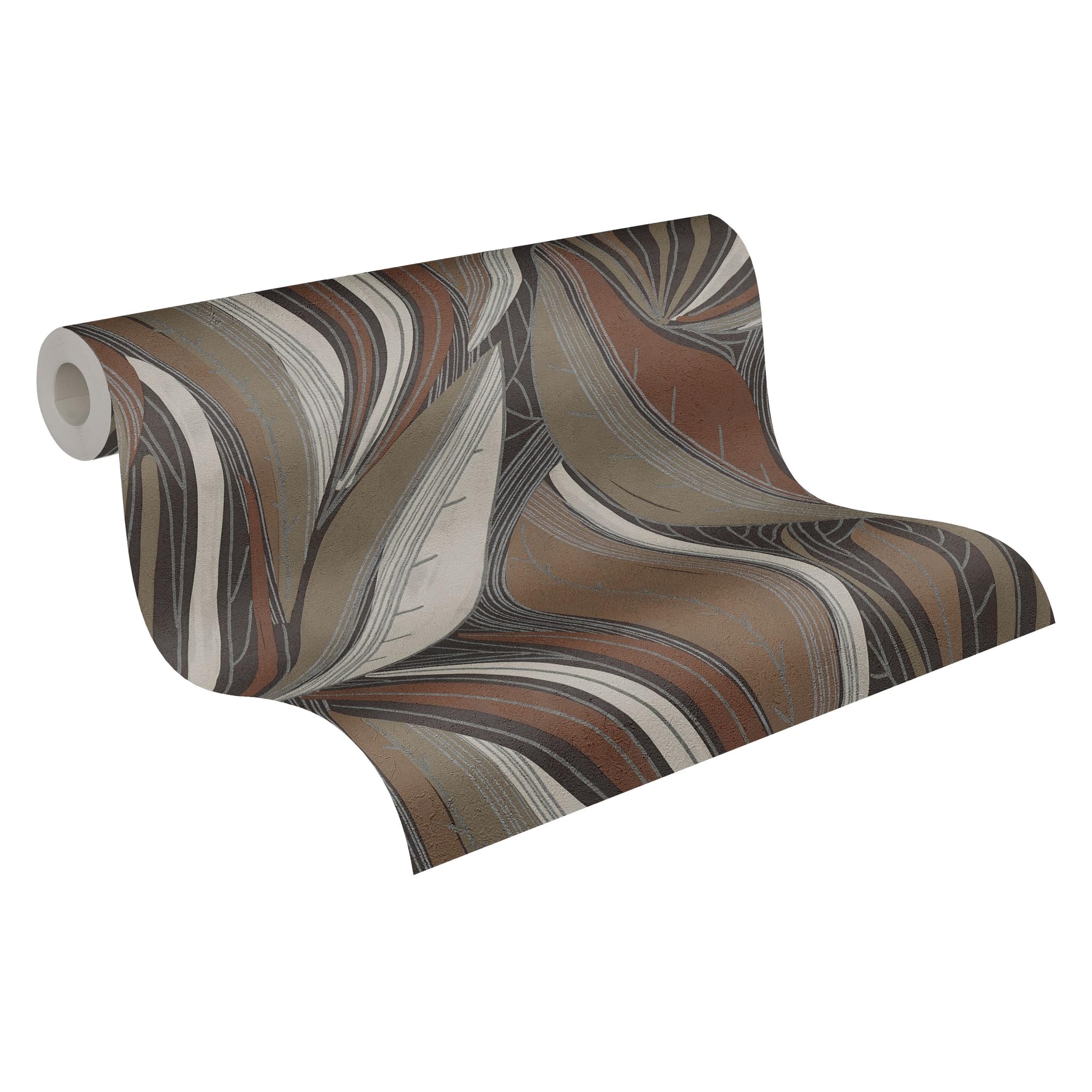 Papier peint intissé feuilles marron et noir Livingwalls 10,05x0,53m