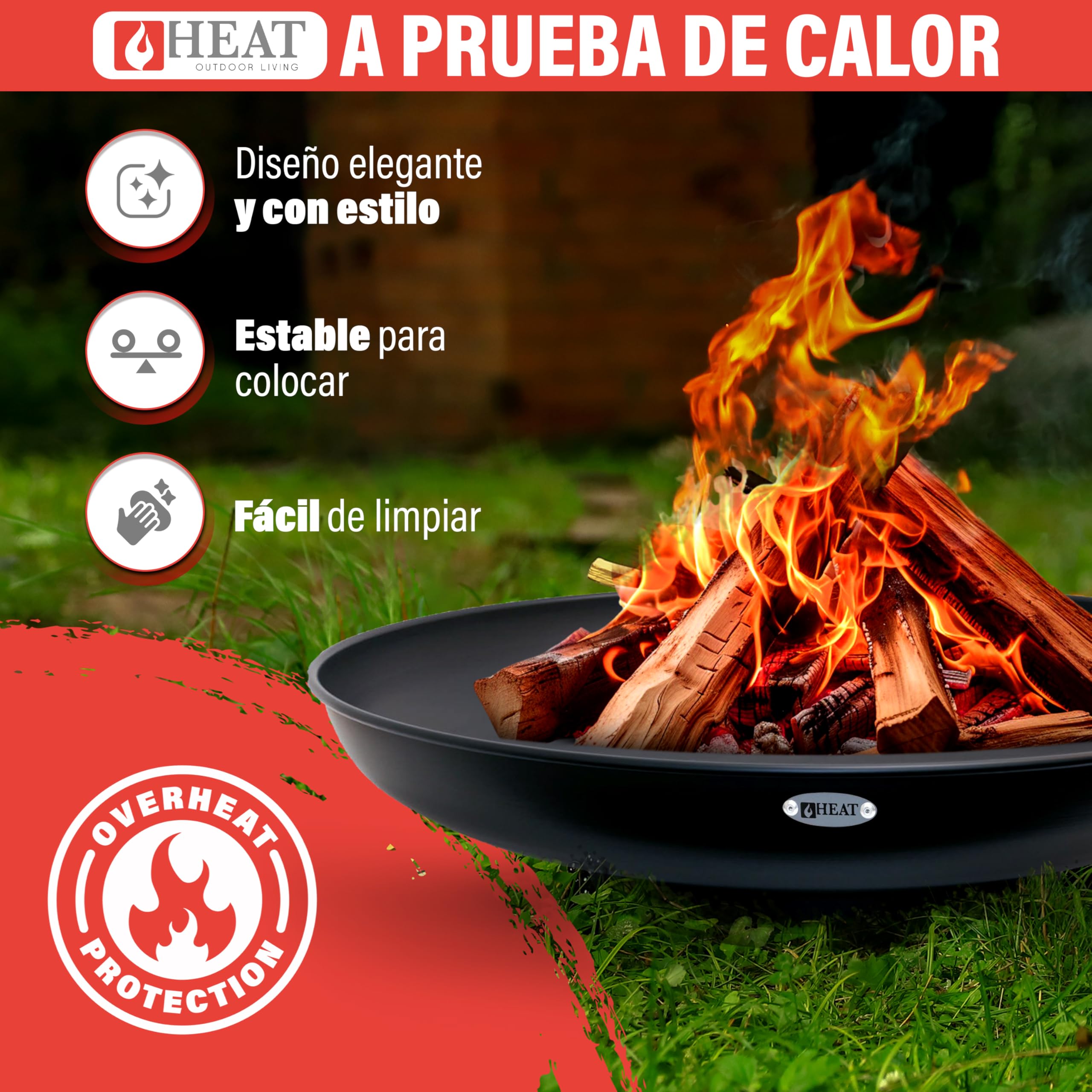 Cuenco de Fuego de 80 cm de Óxido – Braseros para el Jardín – Chimenea Exterior & Tonne – Cuenco de Acero Lacado – Cesto de Fuego para el Jardín - 80x80x19 cm