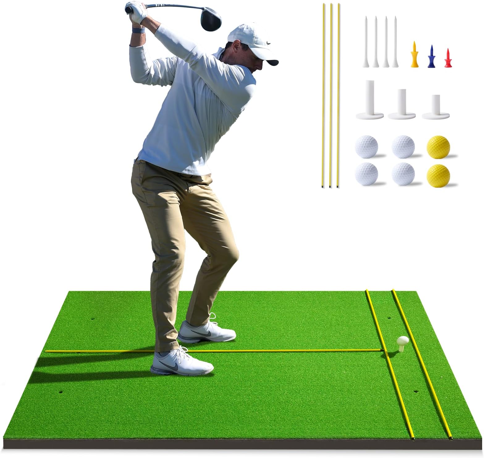 Golf Hitting Mat: 5 x 4 ft Thickening Golf Training Mat, Golf Training Aids for Home Backyard Driving Chipping Indoor Outdoor Golf Swing Practice Mat, Christmas Ideal Gift for Men Dad Husband Golfers