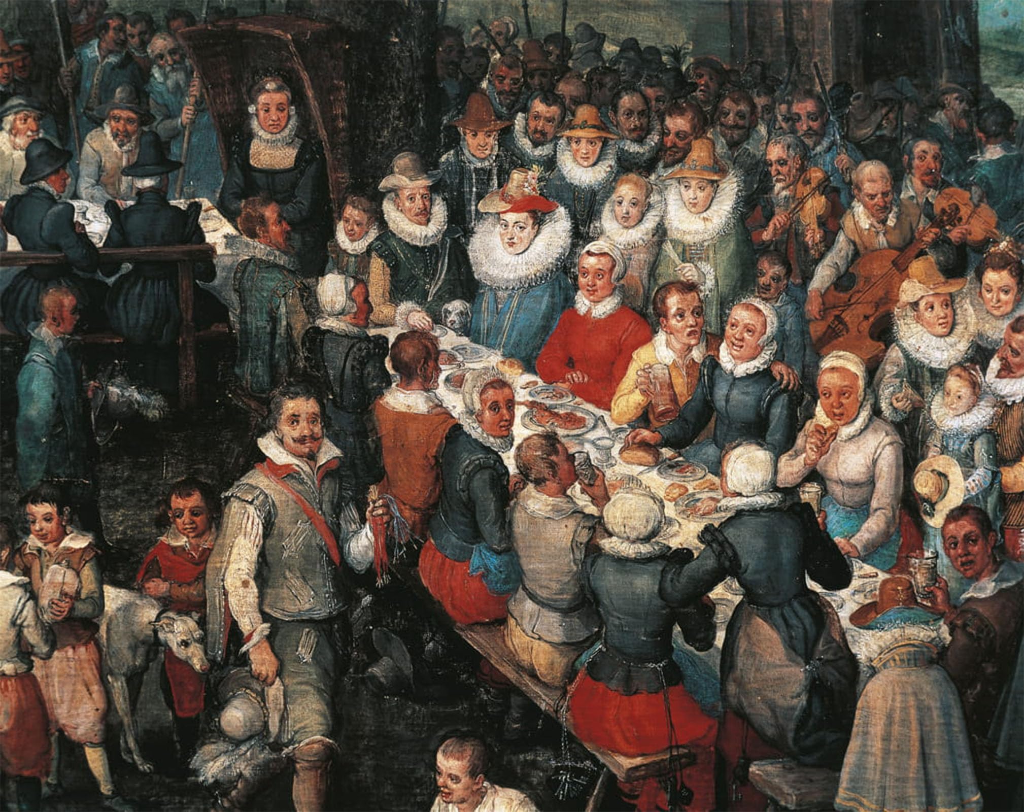 POSTERIIk Vintage Classic Picture Landscape Artwork Wedding Banquet Detail by Jan the Elder Brueghel Portrait Canvas Painting for Office Home Decor 60x90cm
