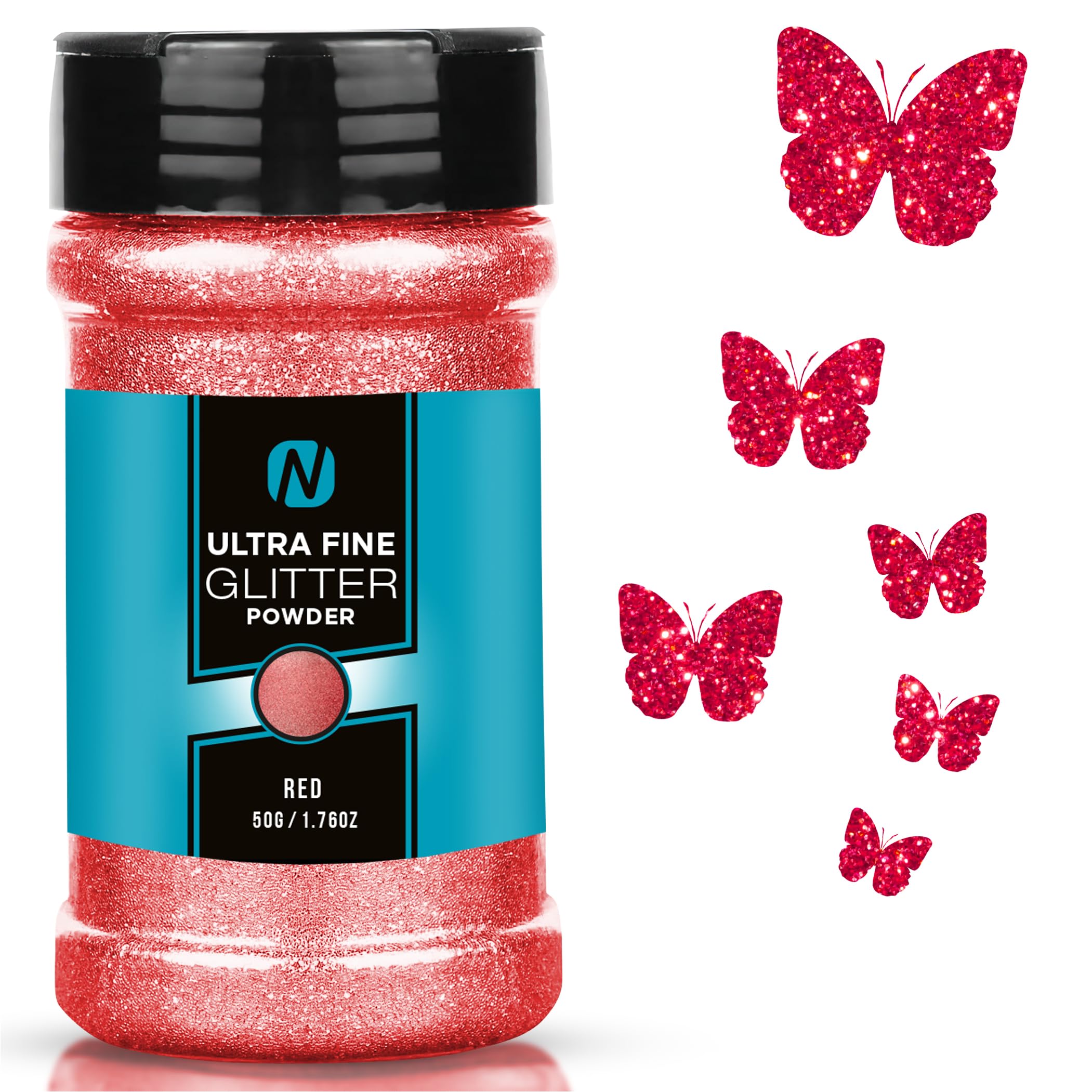 Glitter- Noverbee Red Glitter, Fine Glitter- 50g Extra Fine Glitter. Great Resin Accessories, Craft Glitter, Glitter Powder for Slime, Powder for Nails, tumblers, Ornaments, Candle.