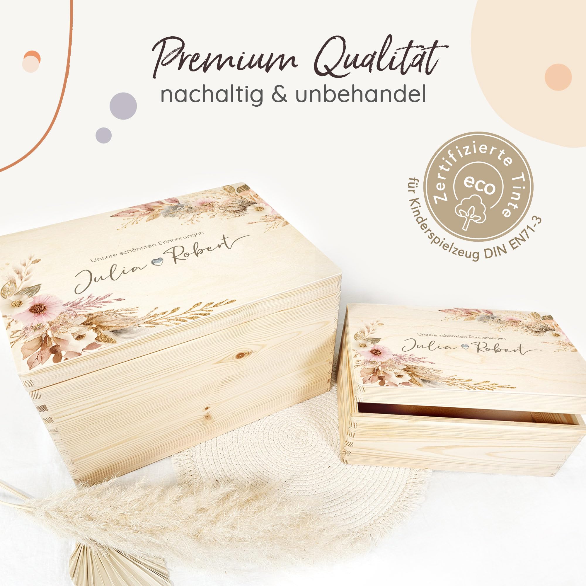 Little Deco Erinnerungskiste mit Namen, Erinnerungsbox Hochzeit, Schatzkiste, Geschenkbox, Jahrestag Geschenk, Hochzeitstag, Liebesgeschenke, Geschenk zum Valentinstag XHL1193-04